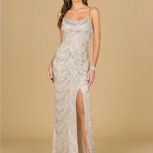 LARA 29117 - SCOOP NECK BEADED DRESS